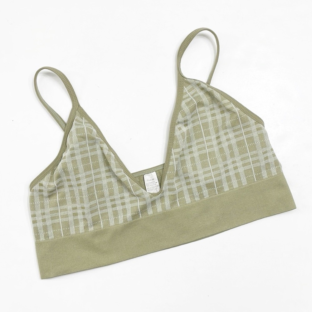 Sage green plaid bralette
